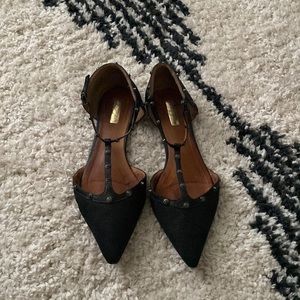 Halogen black t-strap flats